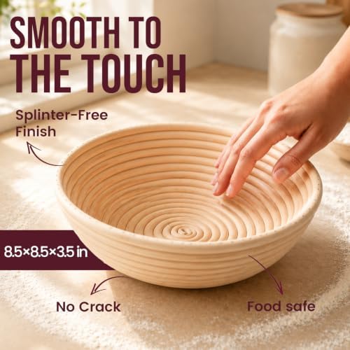 DOYOLLA Bread Proofing Baskets Set, 10 Inch Oval & 8.5 Inch Round
