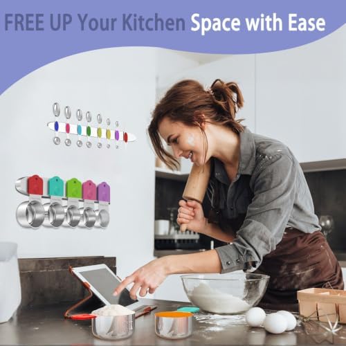Stainless Steel Magnetic Measuring Cups and Spoons Set, 5 Nesting