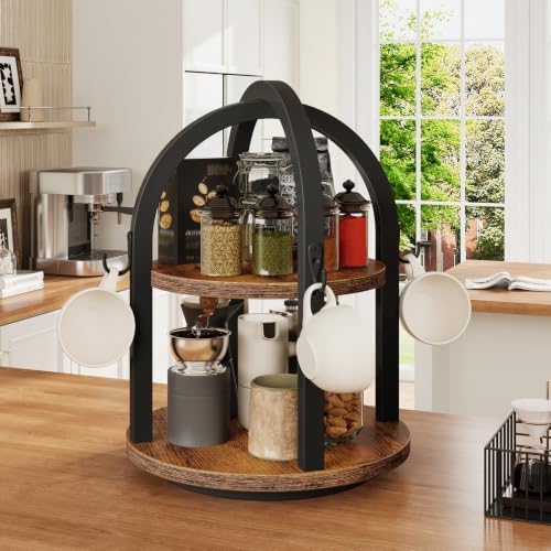 HOOBRO Rotating Coffee Mug Holder, 2‐Tier Coffee Cup Holder with 4