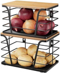 2 Pack Potato and Onion Storage Bins, Stackable Kitchen and Pantry