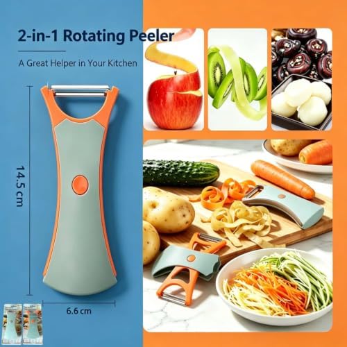 2-Pack 360° Swivel Vegetable Peeler with Julienne Cutter (Orange)