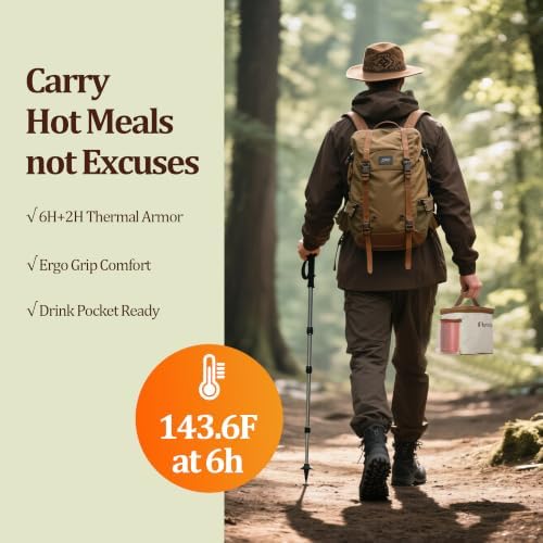 40 oz Insulated Food Jar, Dual Compartments, 8-Hour Heat Retention