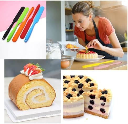 【5 Pack】Silicone Jar Spatula, Long Handle Jar Scraper Spurtle