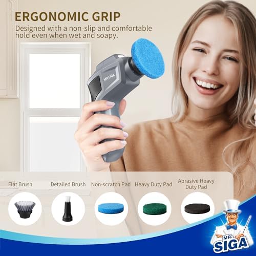 MR.SIGA Electric Spin Scrubber for Kitchen and Bathroom