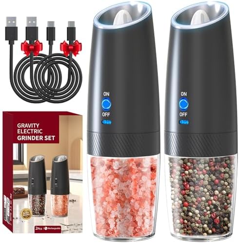 RECHARGEABLE - Gravity Electric Pepper and Salt Grinder Set