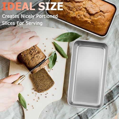 TeamFar Loaf Pans for Baking Bread, 9 x 5 Inch Stainless Steel Loaf