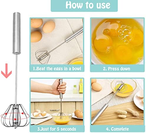 Semi-automatic Whisk, Stainless Steel Egg Beater, Hand Push Rotary