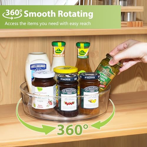 Guzon 4 Pack Lazy Susan Turntable, 10 Inch Rotating Organizer with Handles