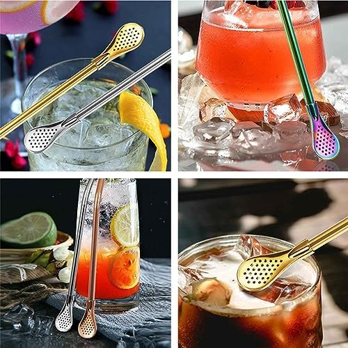 Stainless Steel Spoon Straw 4 Pack Reusable Filter
