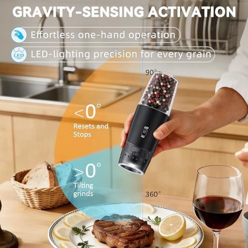 Rechargeable Salt and Pepper Grinder Set, USB-C