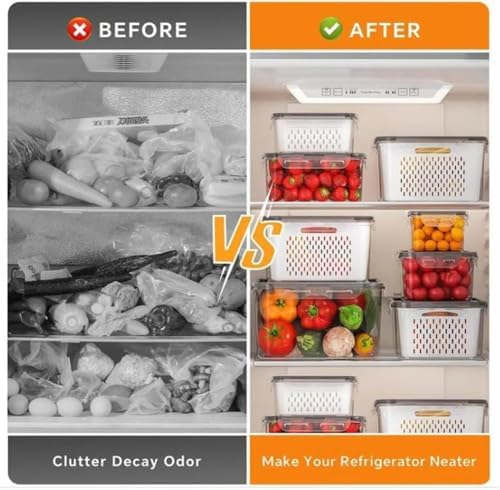 4 in 1 Food Storage Container-2/3 Pack Set with Lids, Fruit Storage
