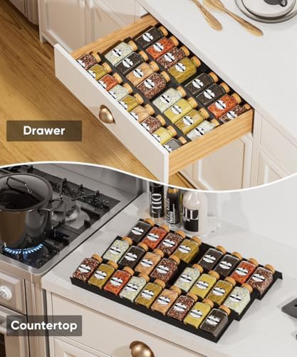 Spice Drawer Organizer, Spice Rack Tray for Kitchen Cabinet