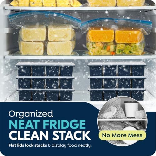 Silicone Freezer Molds with Lids, 1 Cup Soup Freezer Containers, Large