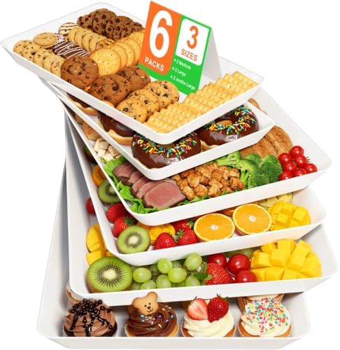 6-Pack Serving Tray in 3 Sizes, Serving Platter, Trays for Serving