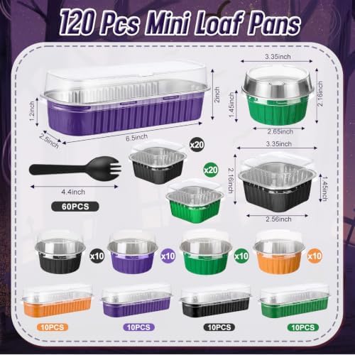 Blushtier 120 Set/240 Pcs Halloween Mini Loaf Pans with Lids and