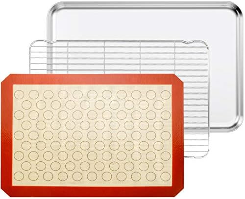 Baking Sheet with Cooling Rack and Silicone Baking Mat, 20 Inch