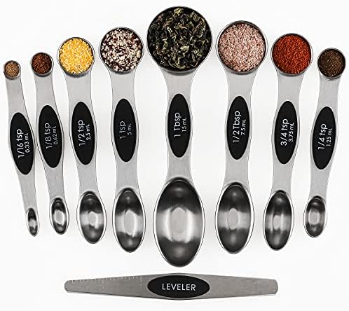 Magnetic Measuring Spoons Sets of 9 Stainless Steel Dual Sided