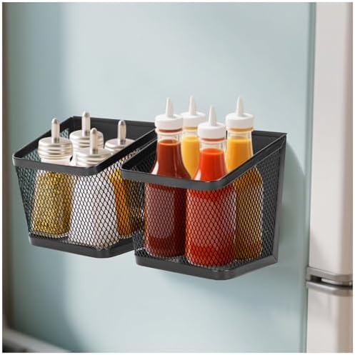 2 Pack Black Magnetic Spice Rack for Refrigerator