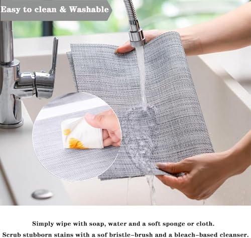 Grey Placemats Set of 2 - Heat-Resistant, Non-Slip Table Mats
