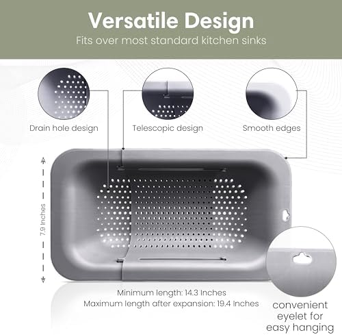 FERROFASIL Collapsible Colander Strainer Basket, Extendable Over the