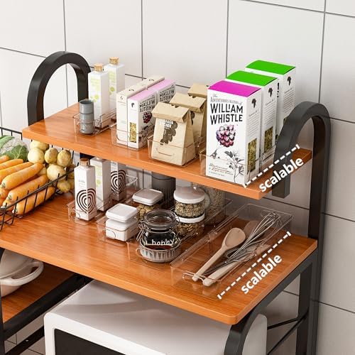 BLULEE 4-in-1 Expandable Drawer Organizer Set, Adjustable Clear Bins