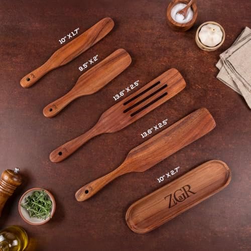 5-Piece Teak Wood Spurtle Utensil Set
