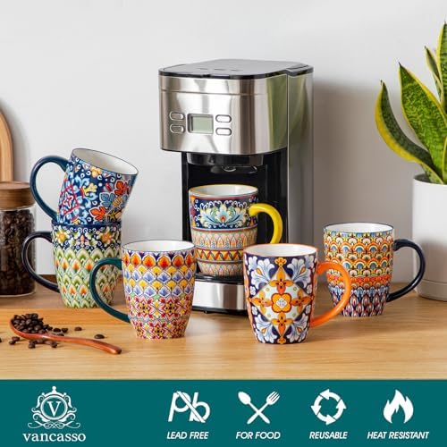 vancasso SIMI 16 oz Large Coffee Mugs Set of 6, Ceramic Cups with
