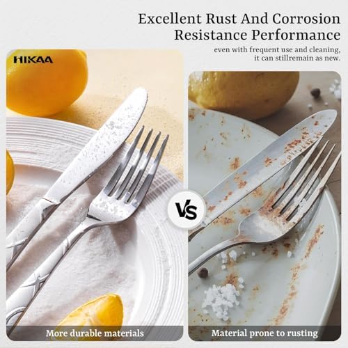 HIKAA 20PCS Silverware Set Service for 4,Premium Stainless Steel