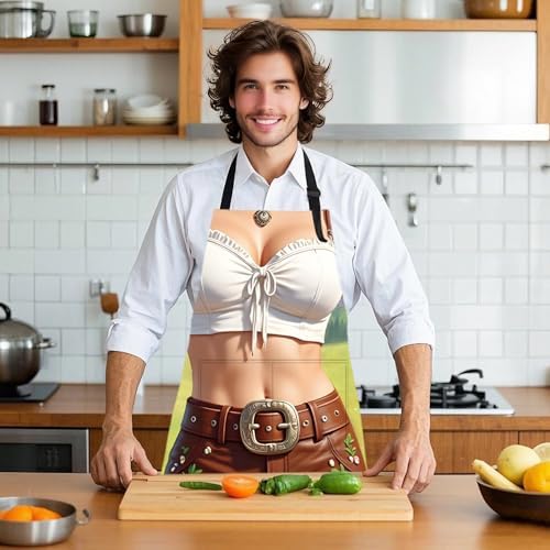 ANNA QUEEN Funny Apron for Women Men with Pockets, Adjustable Kitchen