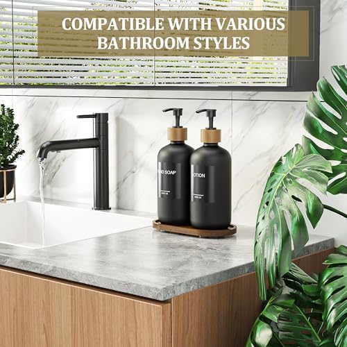 MASADI Black Soap Dispenser Set with Tray