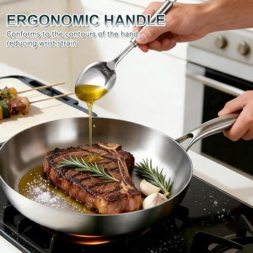 Stainless Steel Cookware Set - 24 PCS Kitchen Cookware Sets with 3-Ply Frying Pan and Steamer, Cool Handles, Heavy-Duty Chef Quality, Pots and Pans Set Compatible with All Stoves