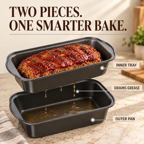 Evelots Meatloaf Pan-Drains Fat-Non Stick-Cooking/Baking-More Flavor-2