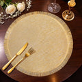 FAVE Gold Woven Placemats Set of 6, Washable Round Table Mats