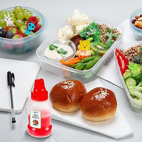 26 Pcs Lunch Bento Soy Sauce Case Containers, 5 Mini Condiment Squeeze