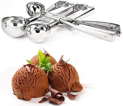 Ice Cream Scoop, Danibos 3PCS Stainless Steel With Trigger Cookie