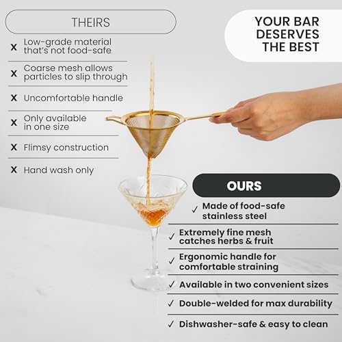 A Bar Above Fine Mesh Cocktail Strainer, 304 Conical Sieve, Silver