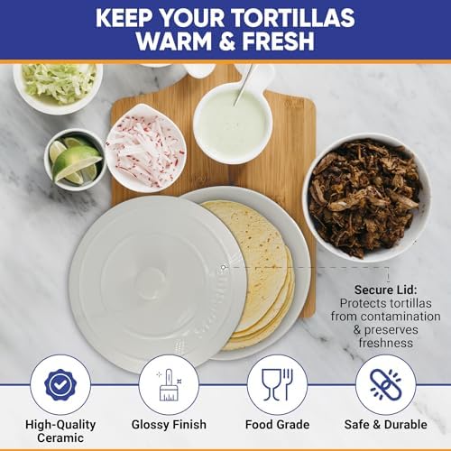 10 Inches Ceramic Tortilla Warmer by StarBlue with Free Recipes ebook