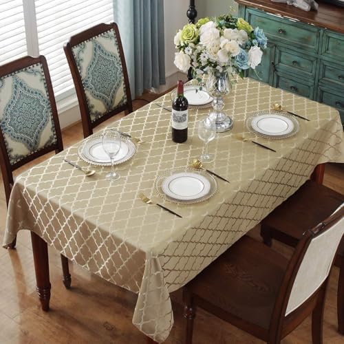SASTYBALE Jacquard Tablecloth Rectangle, Polyester, Gold, 60" x 120"