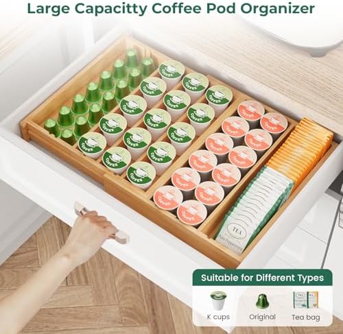EsLuker.ly Coffee Pod K Cup Holder Organizer for Drawer Insert Counter
