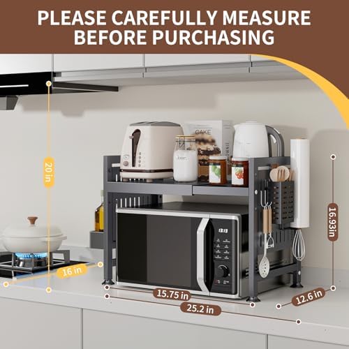 Extendable Microwave Oven Rack with 6 Hooks