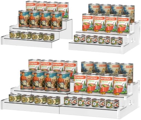 3-Tier Adjustable Acrylic Can Storage Holder, Expandable Soda