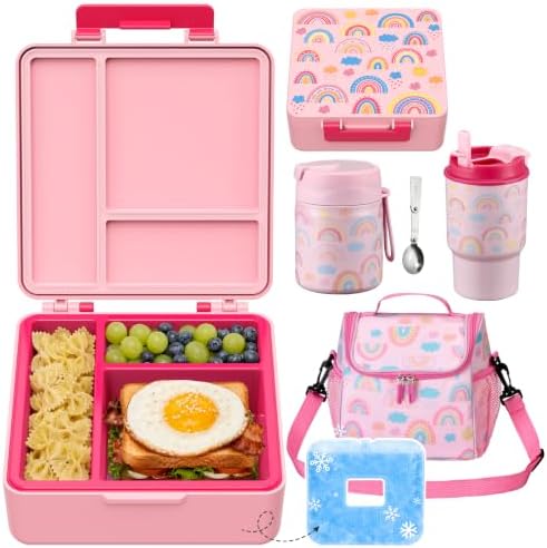 Pawtong Lunch Box Set with Bento Box Container, 17OZ Stainless Steel