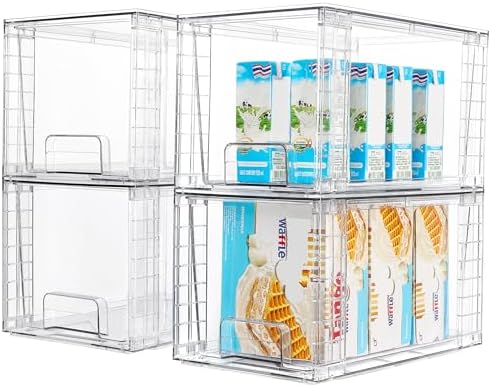 Vtopmart 4 Pack Stackable Clear Pantry Storage Drawers, Large