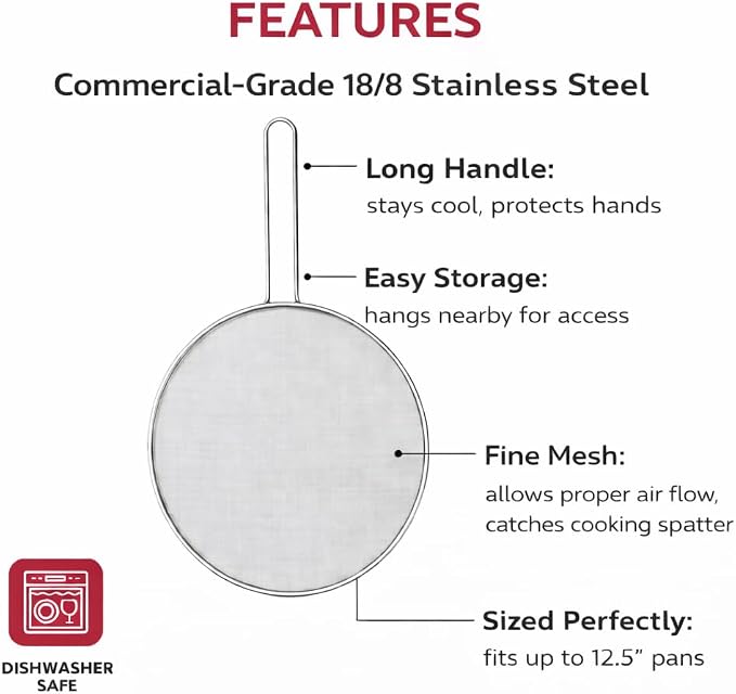 HIC Kitchen Splatter Screen, 18/8 Stainless Steel - Image 4