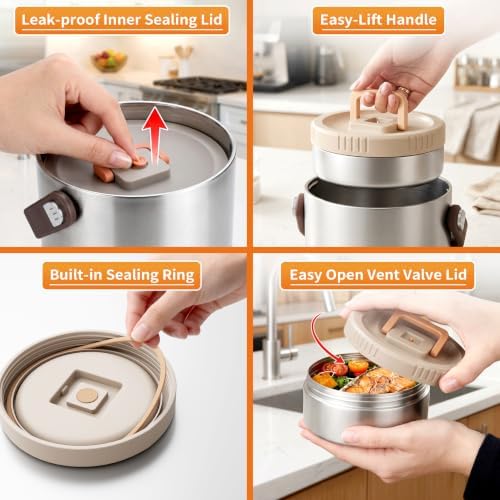 86oz Stainless Steel 3-Tier Bento Lunch Box