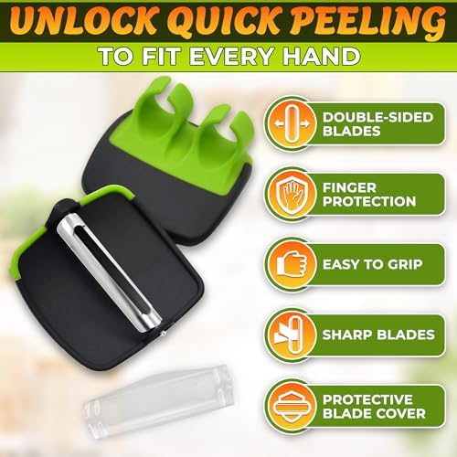 Palm Peeler for Vegetables with Double-Sided Stainless Steel Blades