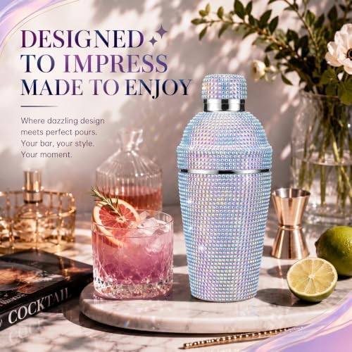 Meanplan 25 oz Diamond Cocktail Drink Shaker Rhinestone Martini Shaker