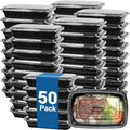 50-Pack 24 oz Reusable Meal Prep Containers 1 Compartment Food Storage