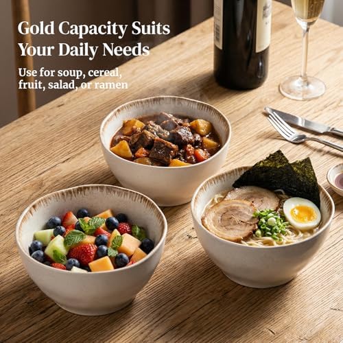 DOWAN 30 OZ Soup Bowls, Large Cereal & Salad Bowl Set of 4, Deep Bowl