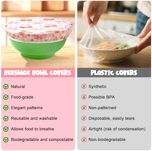 2-Pack Reusable Beeswax Bowl Covers, 10/12 Inch